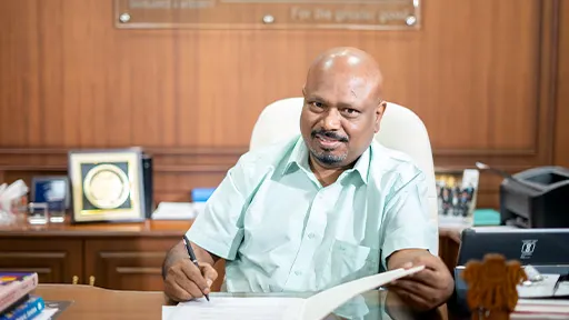 The Director of XLRI Amaravati at his desk