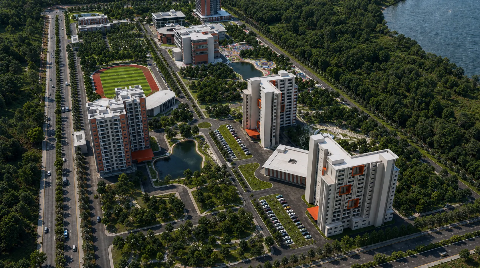 Aerial view of the XLRI Amaravati campus